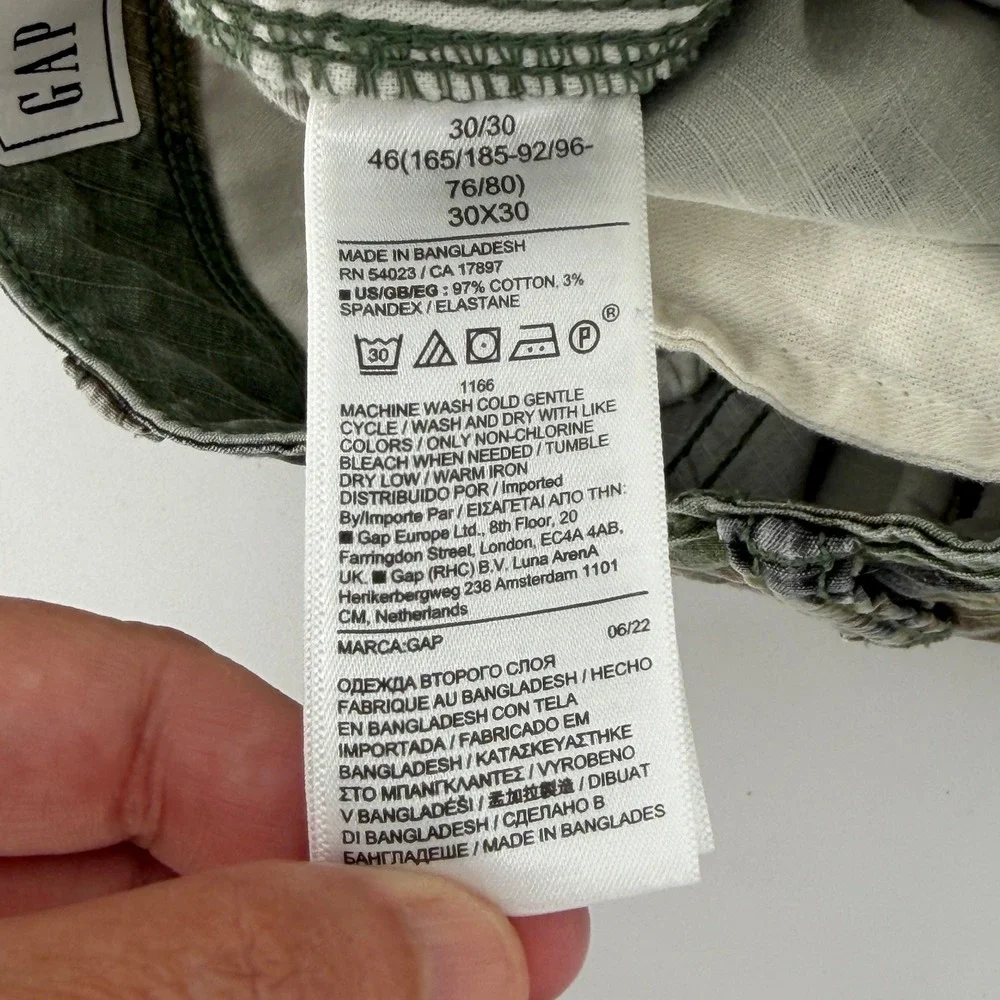 Gap Mens Slim Taper Camo Cargo Pants Woodland Ripstop 30x30 Stretch Trousers